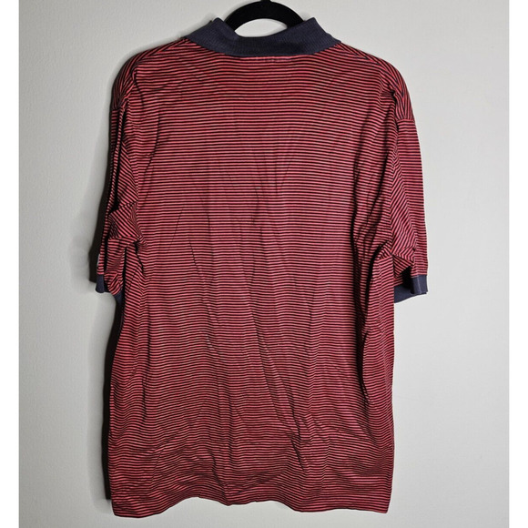 Slazenger Golf Short Sleeve Golf Red Striped Polo Shirt Men's Size Large - Picture 3 of 5